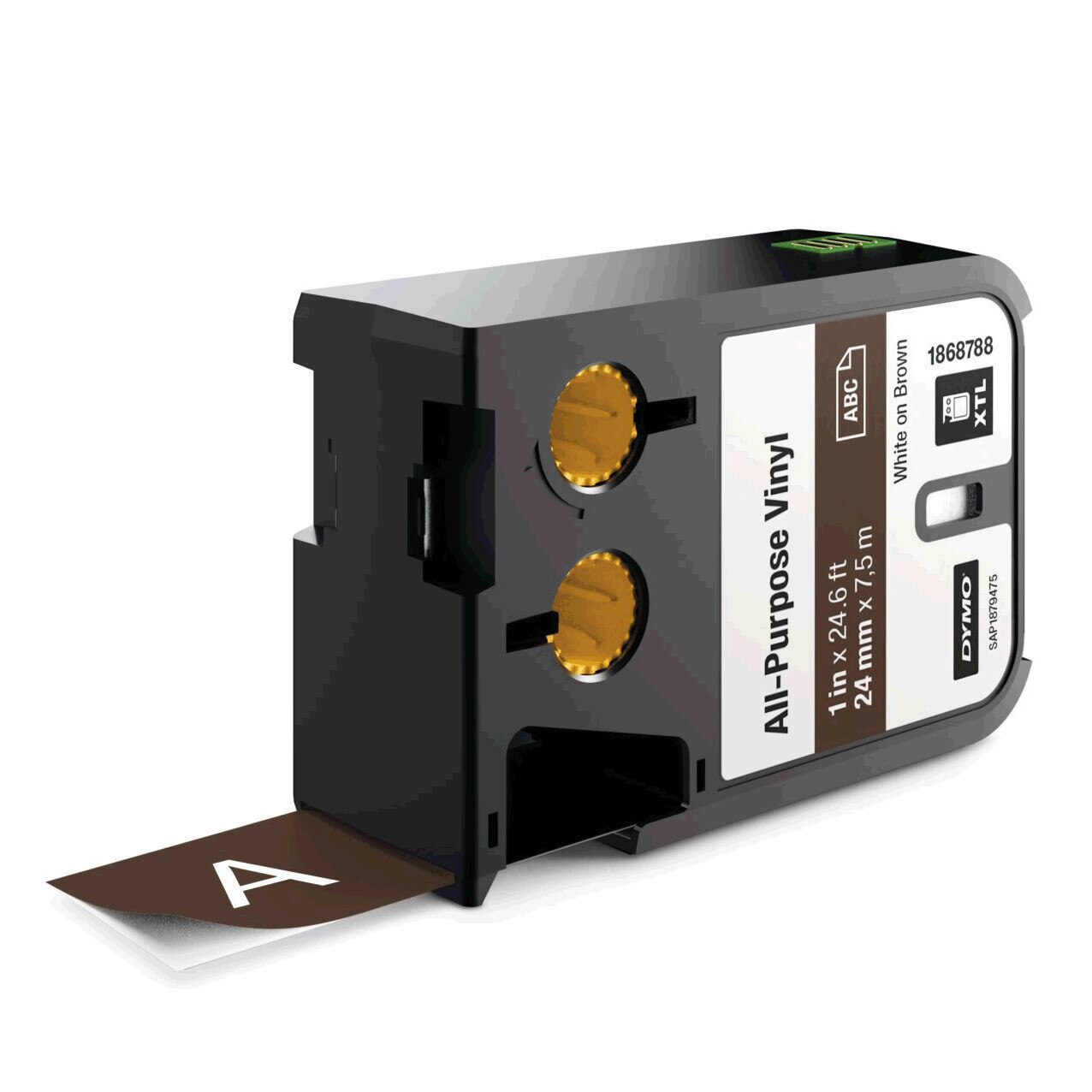 Etichete industriale autoadezive, DYMO XTL, vinil, 24mm x 7m, alb/maro, 1868788