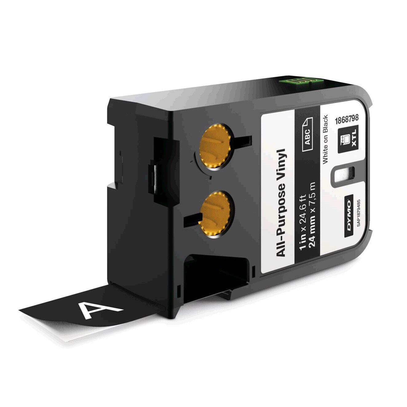 Etichete industriale autoadezive, DYMO XTL, vinil, 24mm x 7m, alb/negru, 1868798