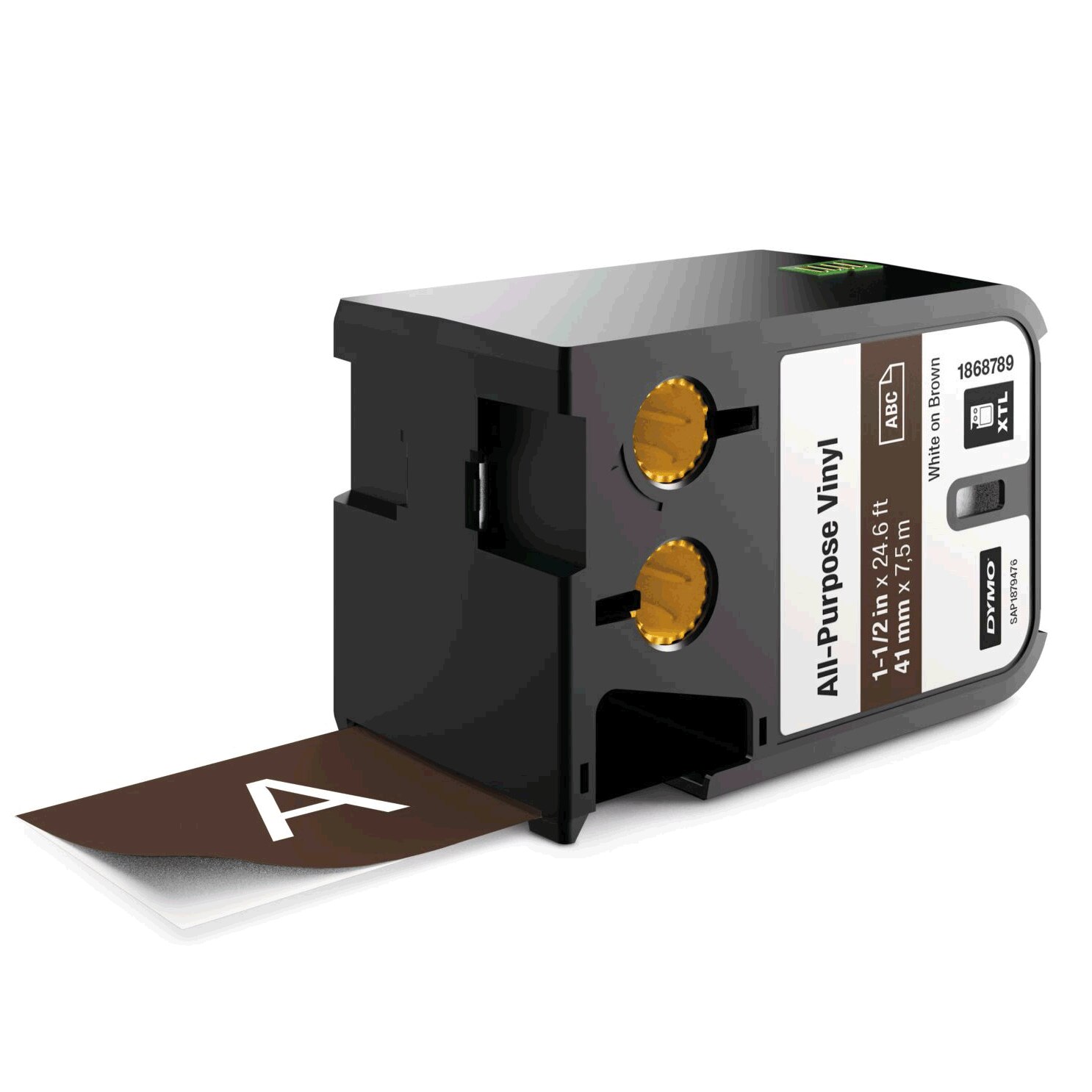 Etichete industriale autoadezive, DYMO XTL, vinil, 41mm x 7m, alb/maro, 1868789