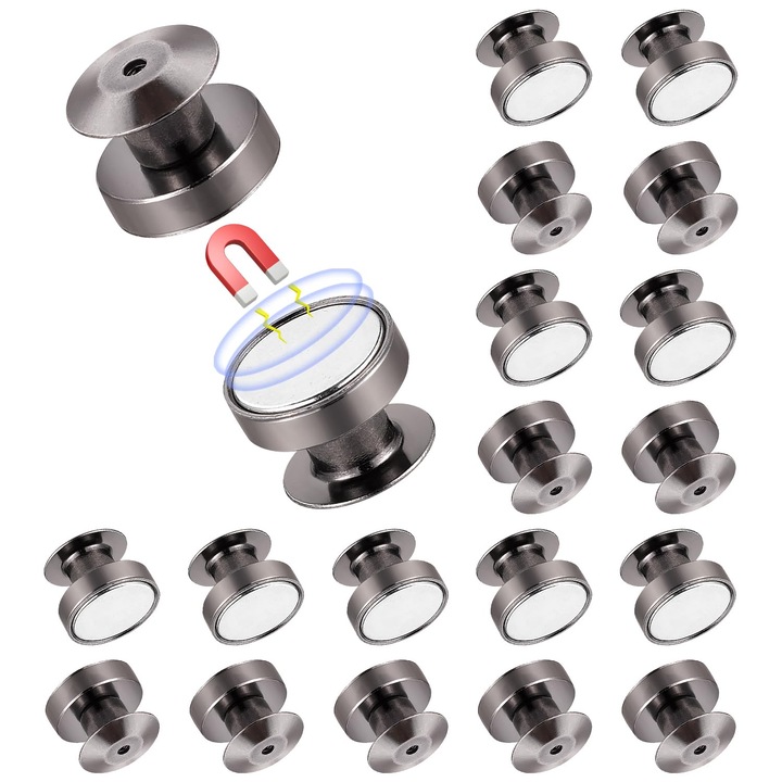 20 Pini Magnetici pentru Insigne Email, 10 mm, Suport Metalic Brosa