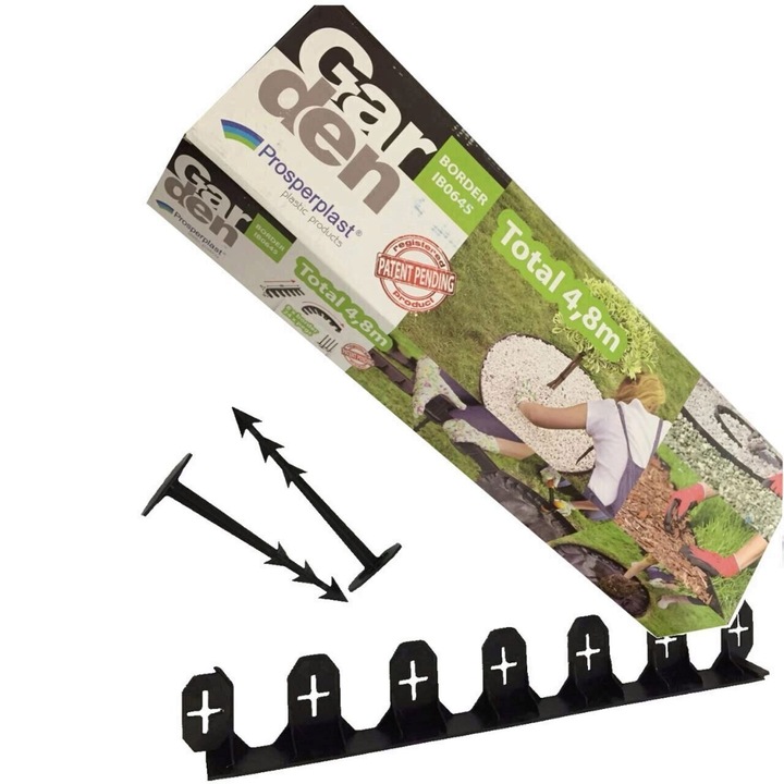 Комплект бордюри за очертаване на градина Strend Pro Garden Border 0645, обща дължина 4,8 м