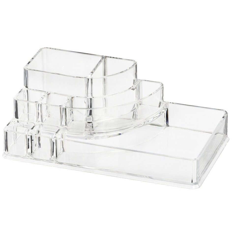 Cutie pentru cosmetice Wenko, 8 compartimente, Transparent