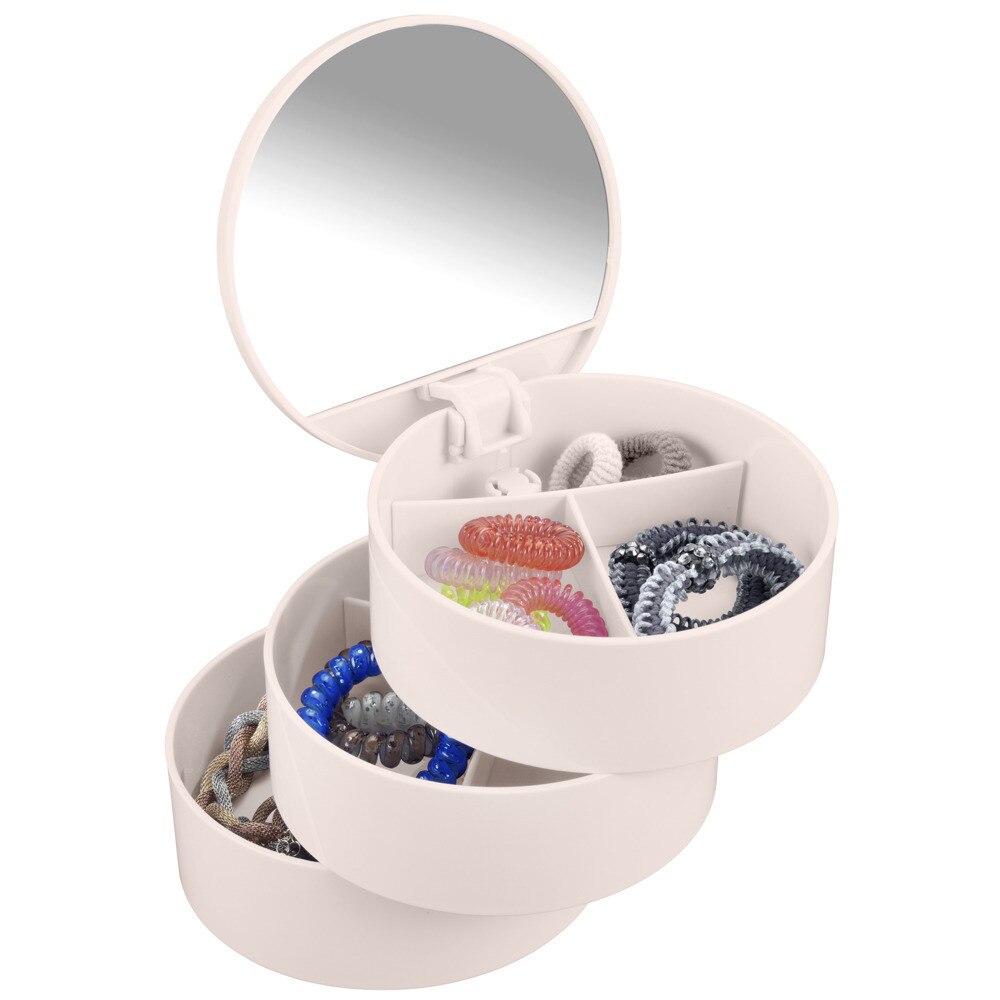 Cutie depozitare cu oglinda Wenko, 3 nivele, 14 x 13 cm, Bej