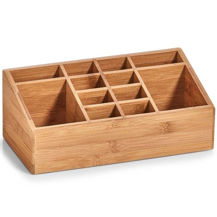 Organizator pentru cosmetice, accesorii de birou - 16 compartimente, bambus, ZELLER