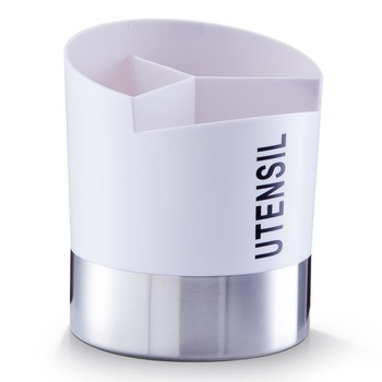 Suport organizator pentru tacamuri Zeller, Plastic/Otel, Alb/Argintiu Suport organizator pentru tacamuri Zeller, Plastic/Otel, Alb/Argintiu