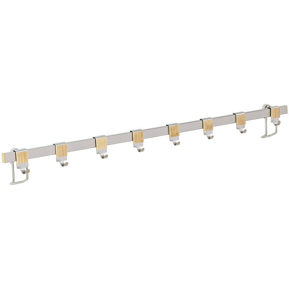 Suport bucatarie Wenko Bamboo Premium, cu 8 carlige, Argintiu