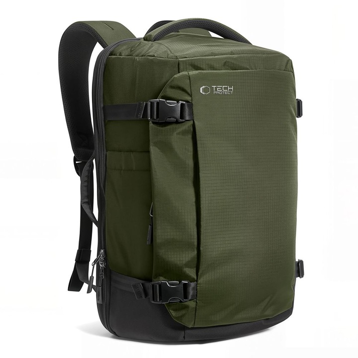 Rucsac pentru calatorii Tech-Protect Defender S70 compatibil cu laptopuri de pana la 16 inch, 40 x 30 x 20 cm, 24L, Military Green