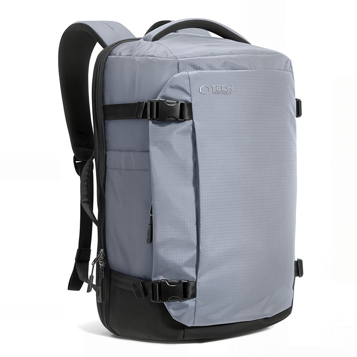Rucsac pentru calatorii Tech-Protect Defender S70 compatibil cu laptopuri de pana la 16 inch, 40 x 30 x 20 cm, 24L, Gri