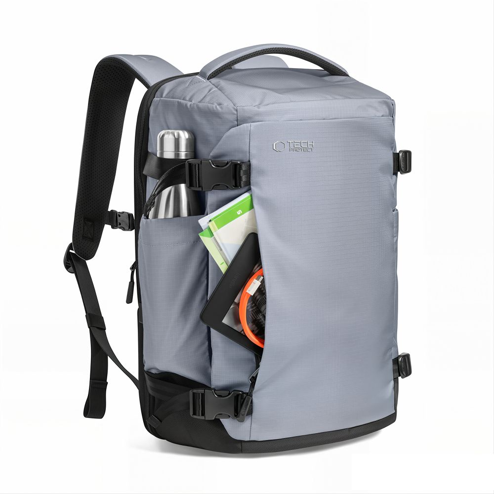 Rucsac pentru calatorii Tech-Protect Defender S70 compatibil cu laptopuri de pana la 16 inch, 40 x 30 x 20 cm, 24L, Gri