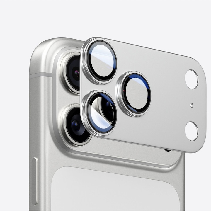 Folie de Protectie pentru Camera iPhone 18 Pro, Sticla Securizata 9H, Acoperire Full Cover, Protectie pentru Modulul Camerei, Argintiu