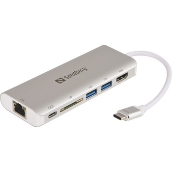 Statie de andocare Sandberg USB-C Dock HDMI+LAN+SD+USB,61W, alb Statie de andocare Sandberg USB-C Dock HDMI+LAN+SD+USB,61W, alb