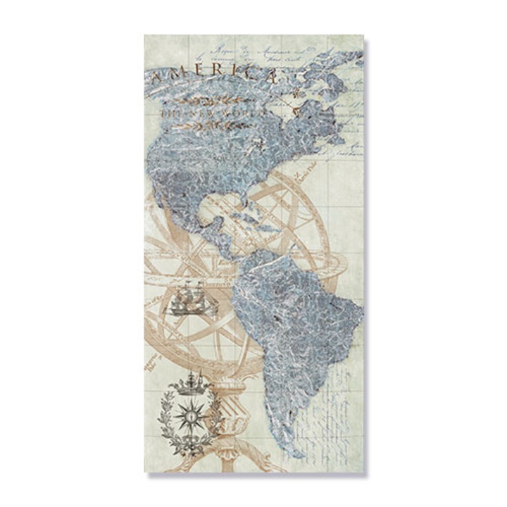 Картинa Канава Artfoyer, Карта, Америка, Ретро, Реколта, 50 x 100 см