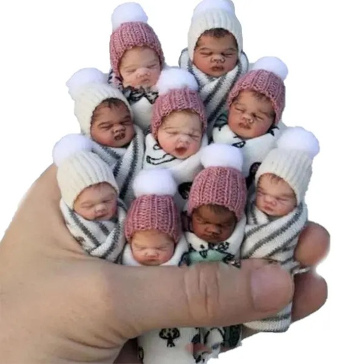 Figurina reborn mini din rasina ISINI-CJ-K0497-260902-834, realista, bebelus dormind, 7 cm, 14 g, stil aleatoriu, Multicolor, 1 buc