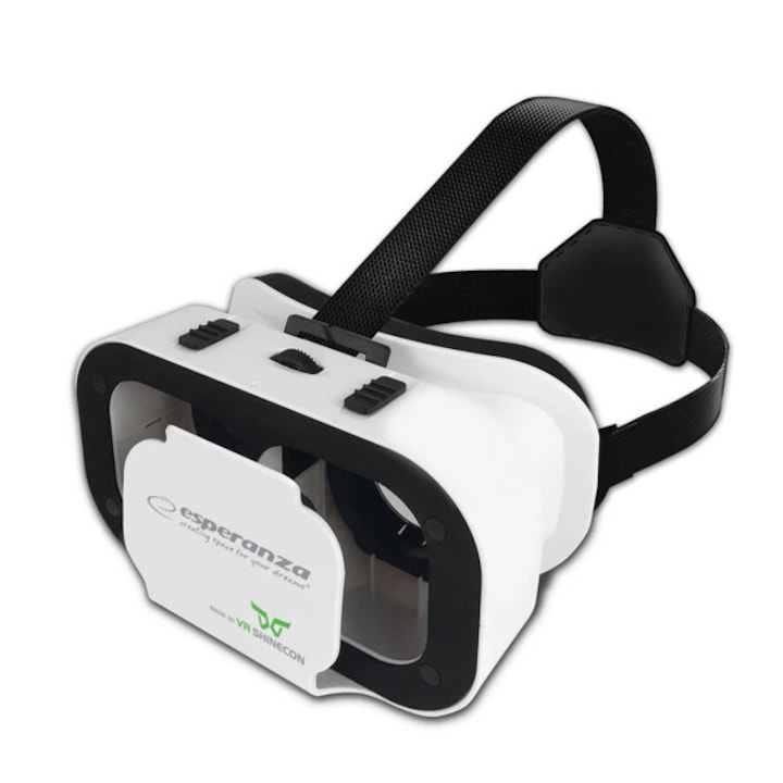 VR очила SHINECON EMV400, за смартфон 4.7-6 инча, асферични лещи 42 мм, регулиране на лещите 10 мм, разстояние между зениците 55-72 мм, пластмаса, бял/черен