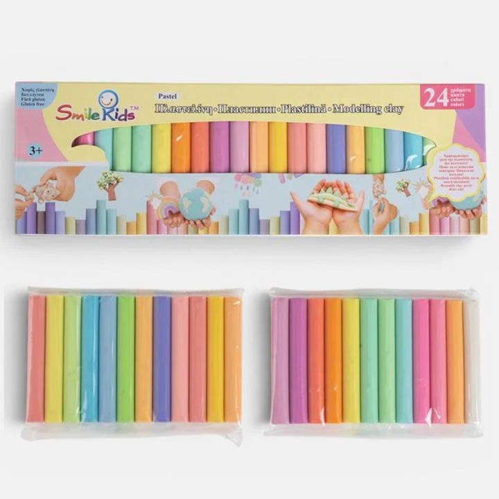 Пластилин 24 Пастелни Цвята - 500гр, ANTBRO, за игра, креативност и подарък