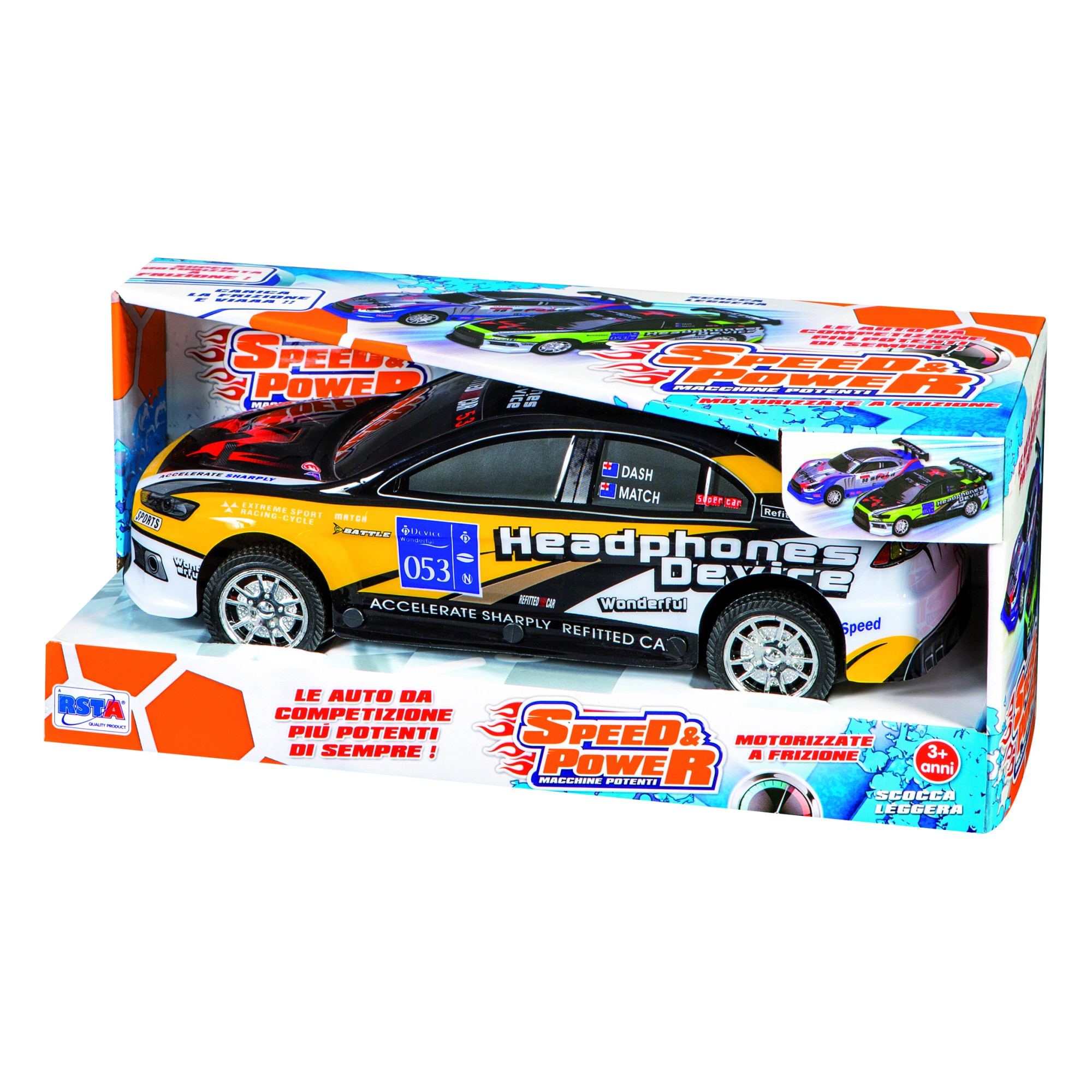 Детска кола за игра SPEED POWER, RS TOYS, с фрикция, жълта - eMAG.bg