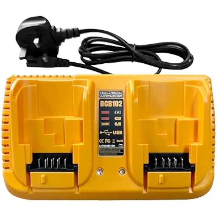 Incarcator de baterie dual, 12V-20V, iesire 3.0A, porturi USB, 100-240V