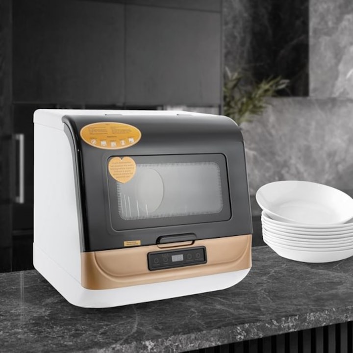 Masina de spalat vase compacta Corenia QRE-1016920, 800W, touch control, capacitate 4-6 seturi, 45 x 40 x 44.8 cm, Multicolor