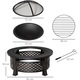 Focar de gradina Corenia QRE-1001016, design 2-in-1 (vatra + gratar) din otel cu acoperire rezistenta la caldura, include plasa antipara si pook/carlig, negru, 81 x 81 x 50 cm (cuva O 55 cm)