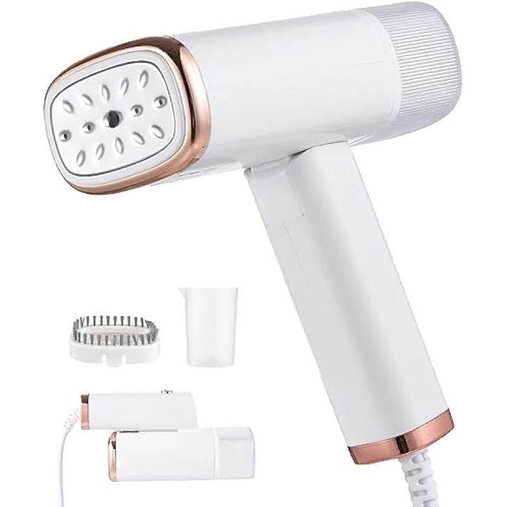 Aparat de calcat cu abur portabil, 1000 W, rezervor de apa detasabil, alb