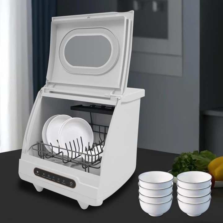 Masina de spalat vase compacta Corenia QRE-1002734, 800 W, 5 programe, consum apa 5 L, 55 dB, alb, 45 x 45 x 38 cm