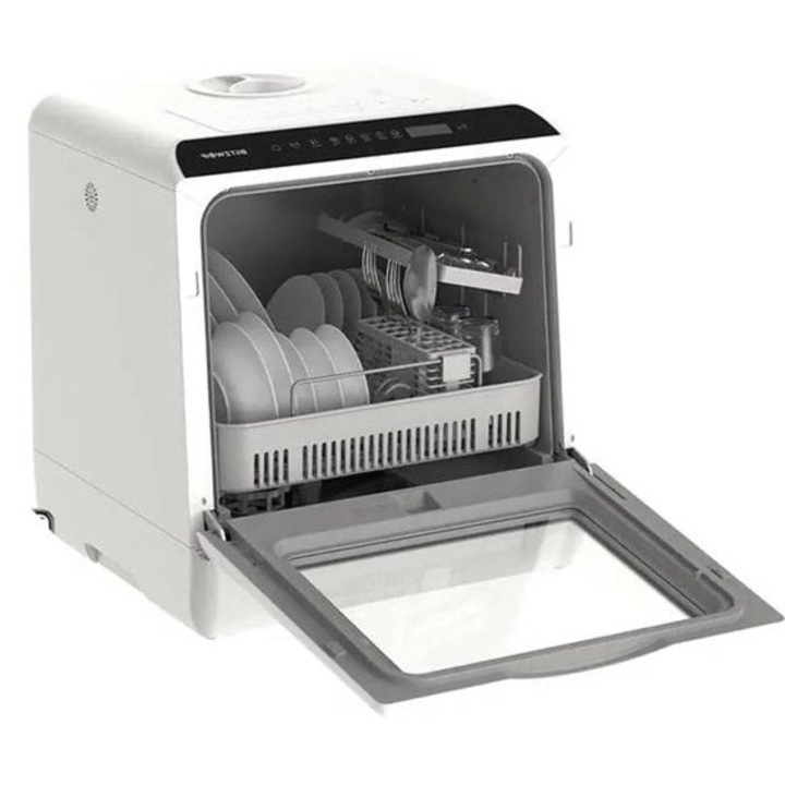Masina de spalat vase compacta de blat Corenia QRE-1003514, 900W, control APP, 4–6 seturi, uscare cu aer cald, cos tacamuri, alb, 51 x 48 x 52 cm