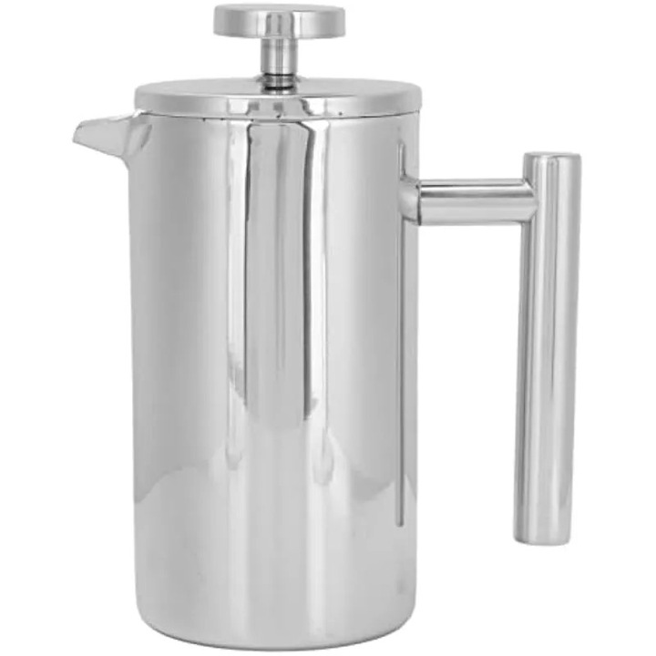 Cafetieră cu presa franceză, 350 ml, inox, design portabil