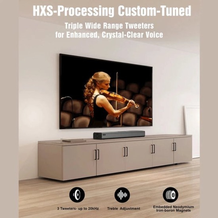 Set soundbar Corenia QRE-4501010, 7.1 canale, Dolby Atmos, subwoofer wireless 6,5 inch, HDMI eARC, Bluetooth 5.3, negru