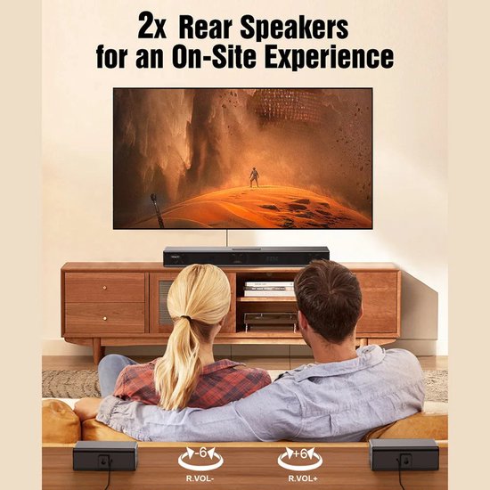 Soundbar set Corenia QRE-1004323, 7.1 canale, Dolby Atmos, subwoofer wireless 6,5 inch, HDMI eARC, Bluetooth 5.3, negru