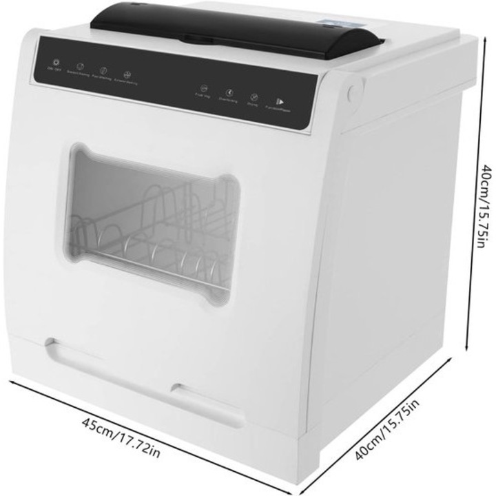 Masina de spalat vase de masa Corenia QRE-1003217, 4 programe, desinfectare si touch control, clasa E, alb, 45 x 40 x 40 cm