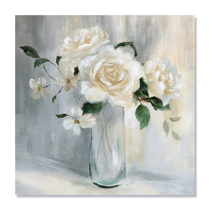 Virágok, Bazsarózsa - Vászonkép, 100 x 100 cm