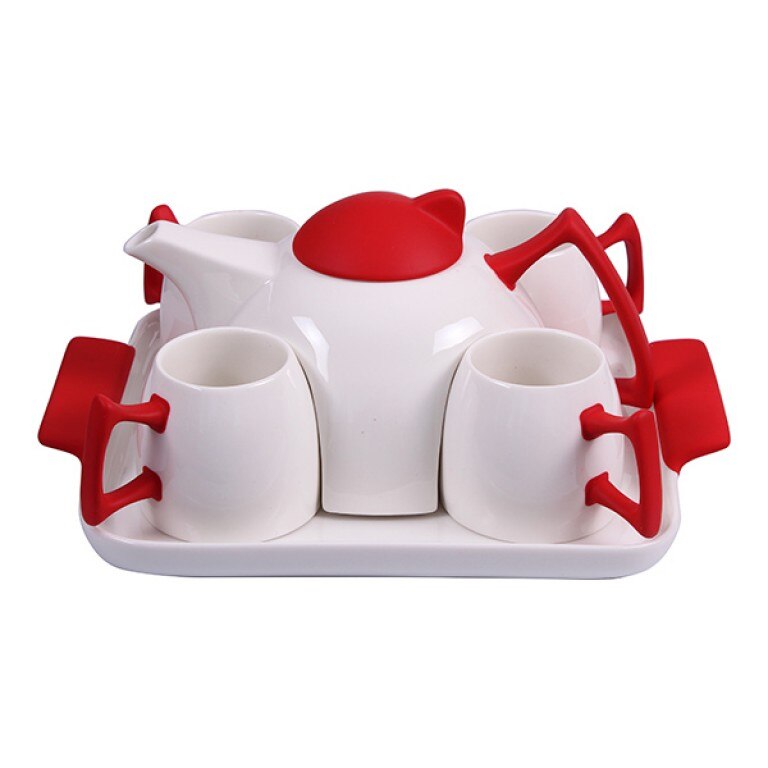 Set 6 accesorii pentru ceai PRC, FP44438, Portelan, Rosu