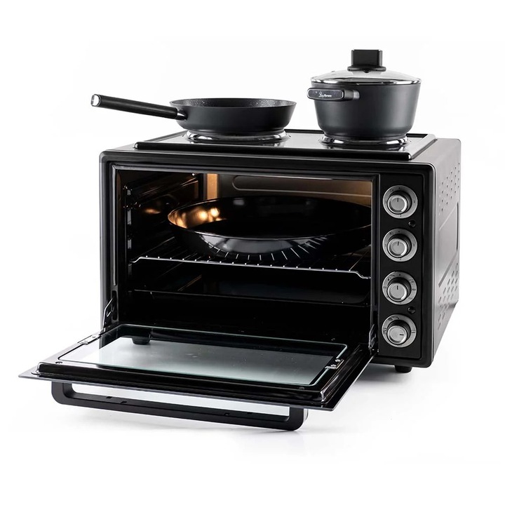 Mini aragaz Muhler MC-6522, 3618W, 65/56 litri, Negru