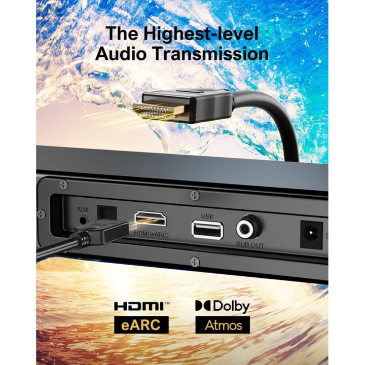 Soundbar Corenia QRE-1025477 2.1, 190W, HDMI eARC, Dolby Atmos, 45 Hz-20 kHz, Negru