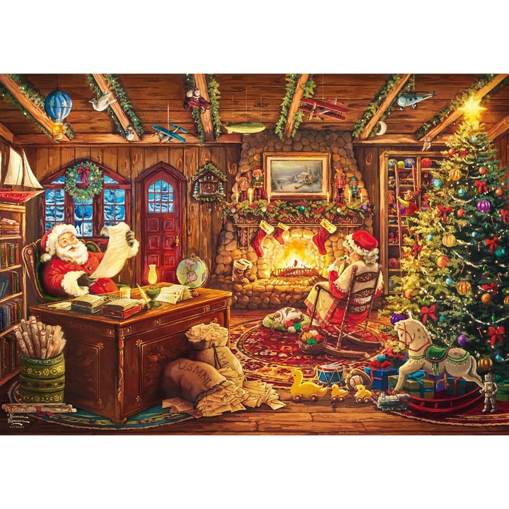 Пъзел Schmidt Thomas Kinkade Дядо Коледа проверява списъка, 1000 части, 69.2x49.5см