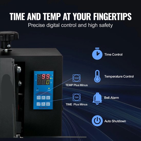 Presa termica Corenia QRE-4505934, 15 x 15 inch (38 x 38 cm), 1200W, control digital temperatura si timer, placa Teflona, presa clamshell, alb