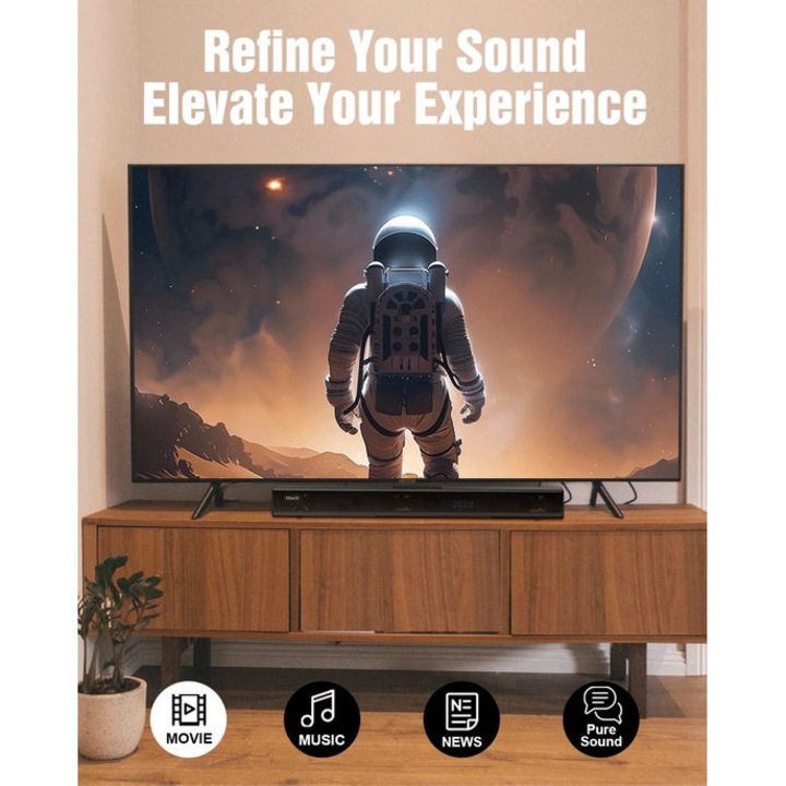 Soundbar set Corenia A51 Pro (QRE-1013789), 7.1 cu subwoofer wireless si 2 sateliti, Dolby Atmos, 450 W, Bluetooth 5.3, HDMI eARC, negru