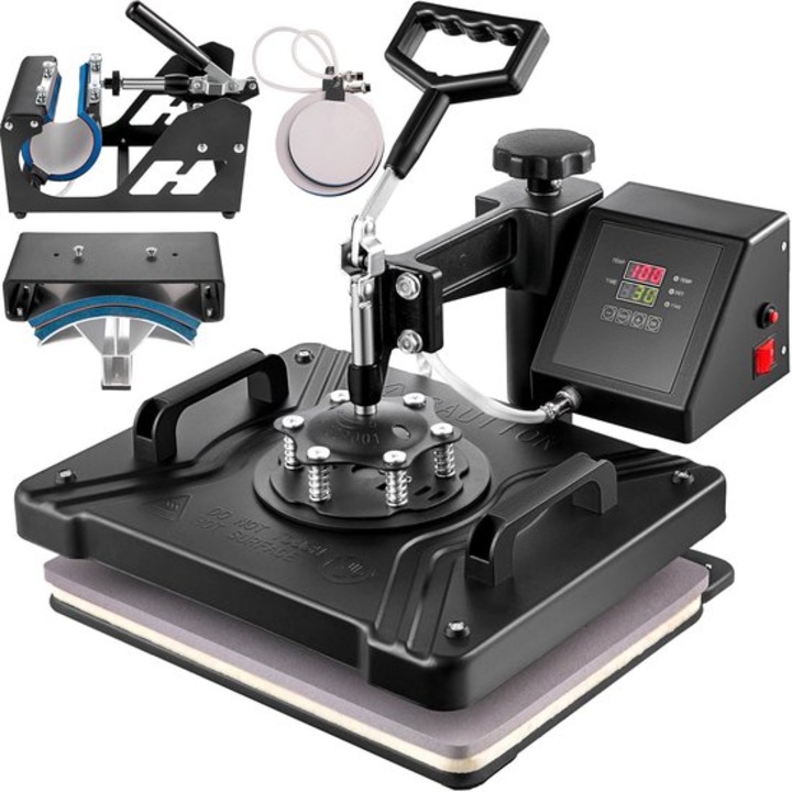 Presa termica 8-in-1 Corenia QRE-1018996, placi teflonate 30 x 38 cm (12 x 15 in), digitala LCD, swing-arm 360°, 1250 W, negru
