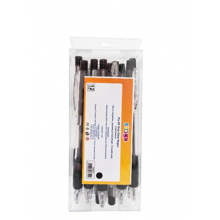 Pix Strigo RT Grip Clear 0.7mm, черен, 12 бр. кутия
