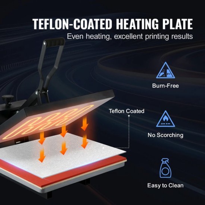 Presa termica Corenia QRE-1014821, placa incalzire cu invelis Teflon, control digital temperatura si timer, 1200 W, 38 x 38 cm, negru