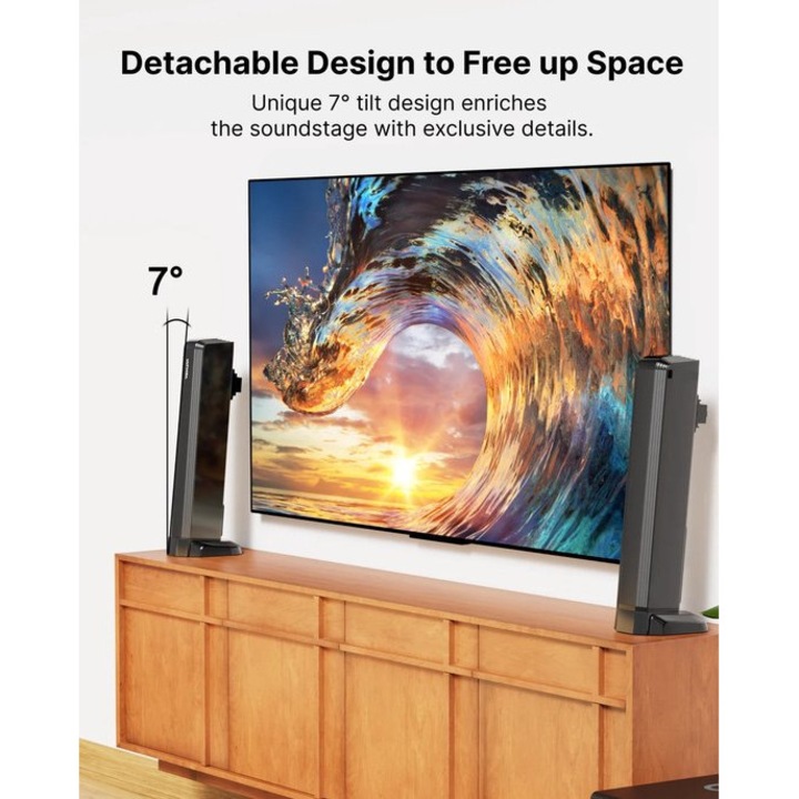 Soundbar Corenia QRE-1014665, 4.1 canale, 280W, Bluetooth 5.3, stereo, detasabil, 99 dB, negru