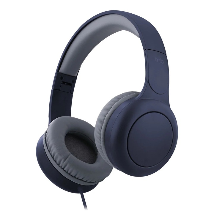 Слушалки с лента за глава T'NB Tonality 3303170117569, USB-C, над ухото, мощен бас, тъмносин/сив