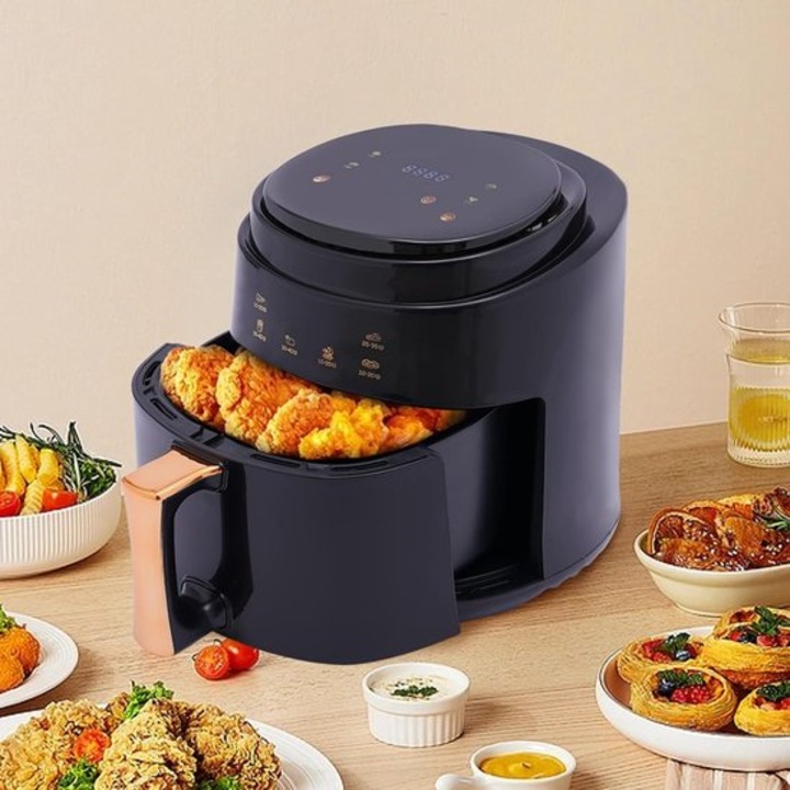 Friteuza cu aer Corenia QRE-1015090, 8 l, 1400 W, circulatie aer 360°, panou touch, negru