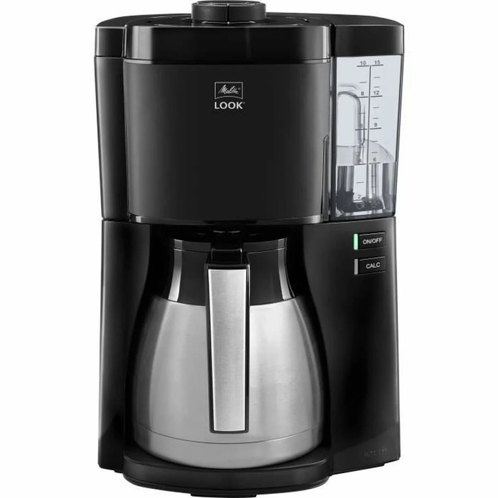 Cafetiera filtru Melitta LOOK V Therm Basic 1025, carafa termica inox, rezervor detasabil, 1,25 L, negru/argintiu
