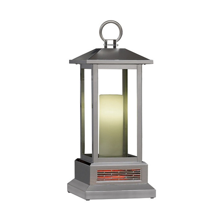 Декоративен фенер Twin Star, Инфрачервено кварцово отопление, Реалистичен ефект на пламъка, 73 см, 1500 W, Инокс