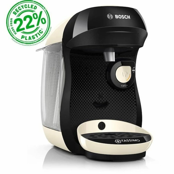 Masina de cafea cu capsule Bosch TAS107E, 1400 W, rezervor 700 ml, negru/crem