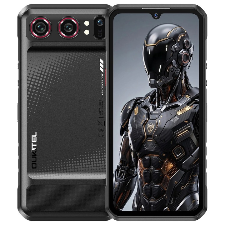 Telefon mobil Oukitel WP68 Air, Dual SIM, 5G, 6.88" HD+ 120Hz, Mediatek Dimensity 7025, 12GB RAM, 512GB, NFC, GPS, Camera 64MP + 8MP IR Night Vision, Android 16, Black
