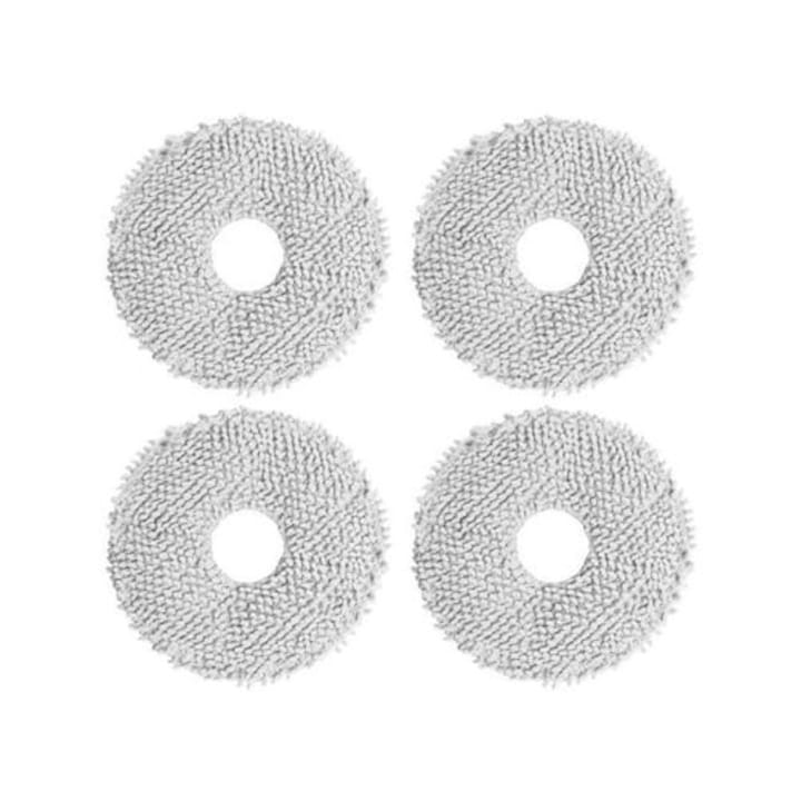 Lavete mop rotunde pentru robot aspirator, compatibile cu L10s Ultra/RMP8, microfibra, alb, set 4 buc.