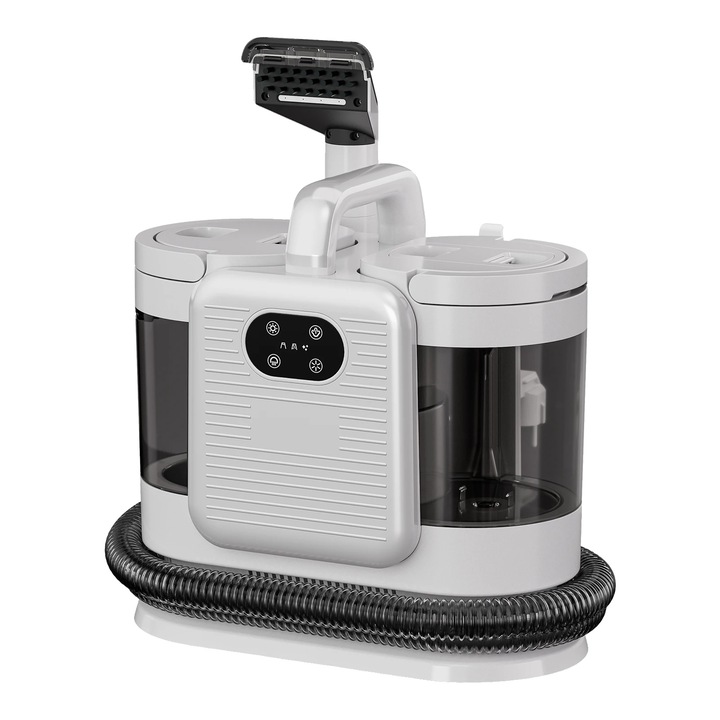 Aparat de curatat cu abur portabil C988, 1650W, rezervor 1.6L curat / 0.95L murdar, autonomie 25–30 min, presiune abur 15 kPa, incalzire 30 s, alb/ negru