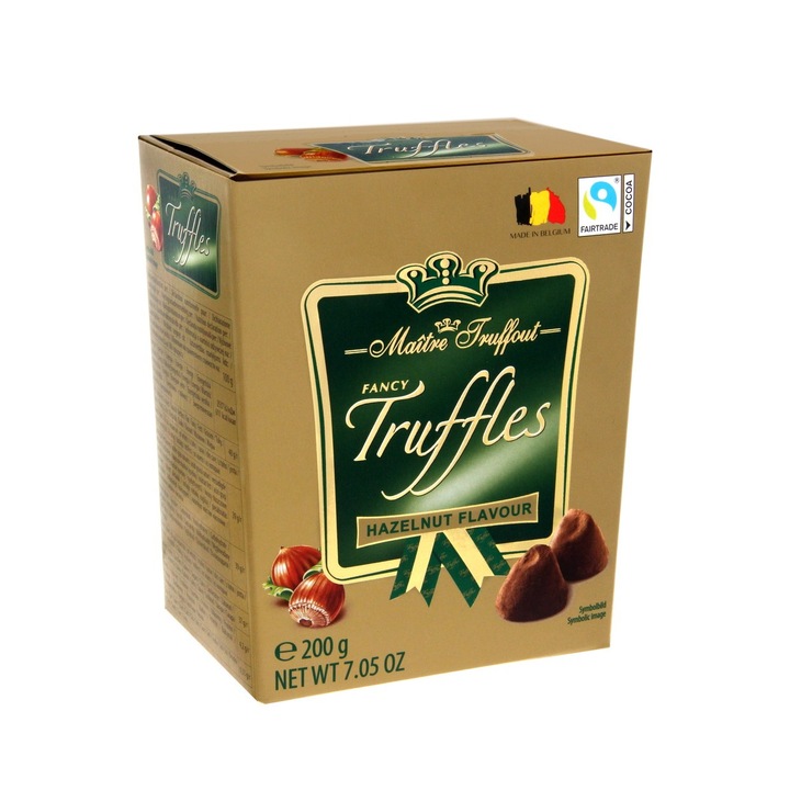 Trufe de ciocolata cu aroma de alune Fancy Gold, 200g, Maitre Truffout